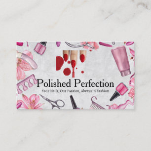 Nagelsalon-Werkzeuge Roter Nagellack Visitenkarte