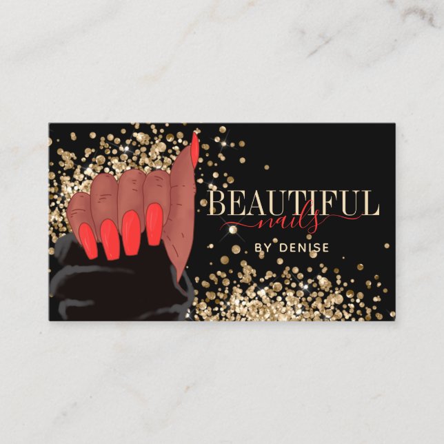 Nagelstudio afroamericanischer Nageltechnikerin Visitenkarte (Vorderseite)