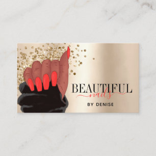 Nagelstudio afroamericanischer Nageltechnikerin Visitenkarte
