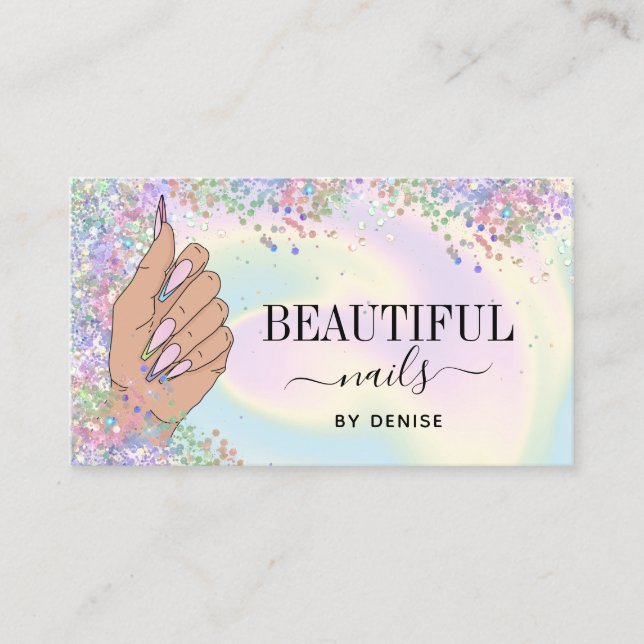 Nagelstudio Frau Handholograph Nägel Techniker Visitenkarte (Vorderseite)