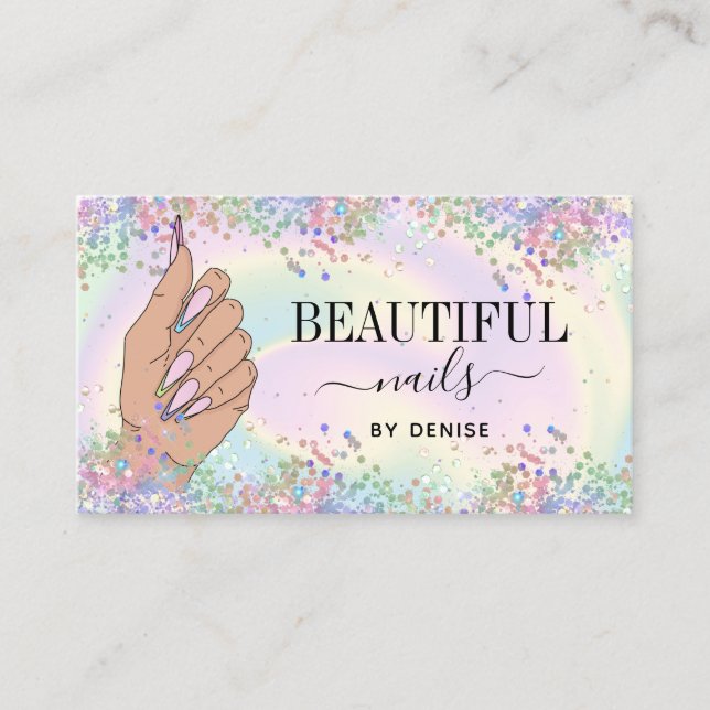Nagelstudio Frau Handholograph Nägel Techniker Visitenkarte (Vorderseite)