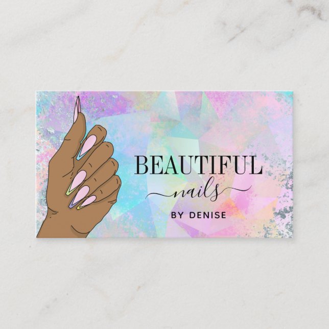 Nagelstudio Frau Handholograph Nägel Techniker Visitenkarte (Vorderseite)