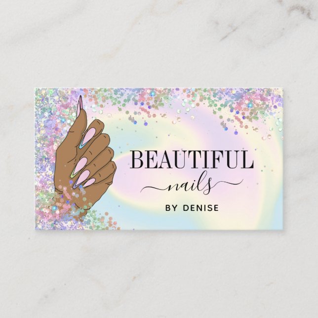 Nagelstudio Frau Handholograph Nägel Techniker Visitenkarte (Vorderseite)