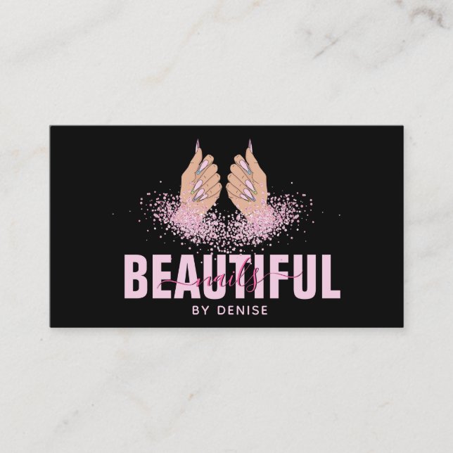 Nagelstudio Frau Handholograph Nägel Techniker Visitenkarte (Vorderseite)