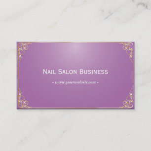 Nagelstudio Gold gerahmt Elegant Violett Visitenkarte
