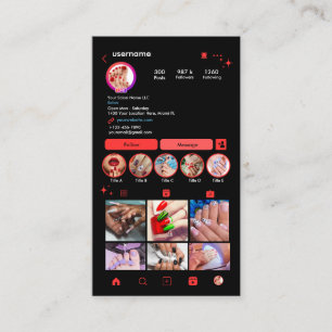 Nagelstudio Instagram Rot Social Media QR Code Visitenkarte