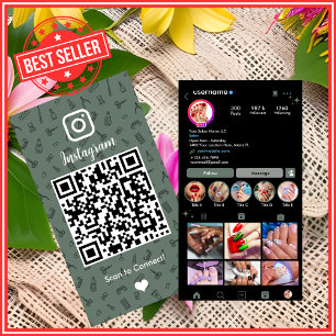 Nagelstudio Instagram Sage Green Social Media QR Visitenkarte
