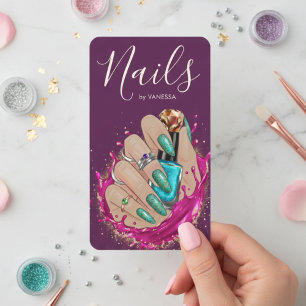 Nagelstudio Maniküre Künstlerin Pink Lila Visitenkarte