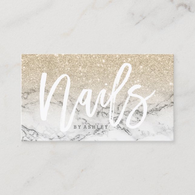 Nagelt Glittermarmor der Typografie hellen Gold Visitenkarte (Vorderseite)