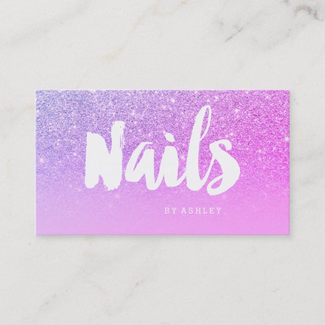 Nagelt Typografie-Rosa-Glitter des Künstlers Visitenkarte (Vorderseite)