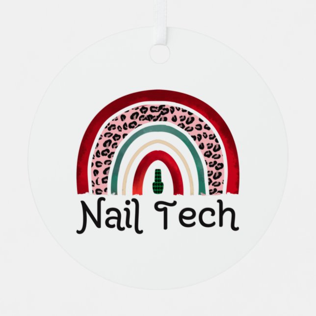 Nageltech-Geschenk - Weihnachtsregenbogen Ornament Aus Metall (Vorderseite)
