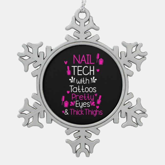 Nageltechnik mit Tattoos Schneeflocken Zinn-Ornament (Vorderseite)