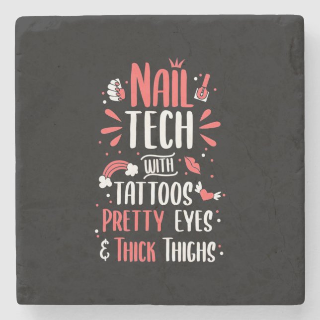 Nageltechnik mit Tattoos Steinuntersetzer (Vorderseite)