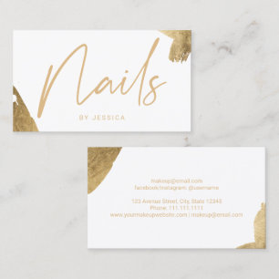 Nageltechniker, elegant goldfarbener Pinselstrich Visitenkarte