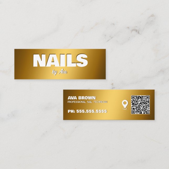 Nageltechniker Google Maps QR Mini Visitenkarte (Vorne/Hinten)