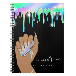 Nageltechniker Holographische Tropfen Glitter Notizblock