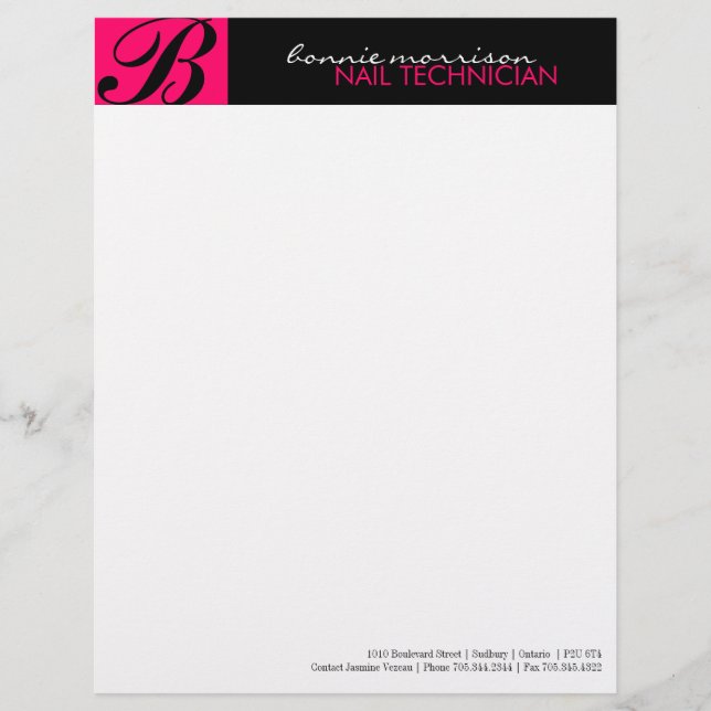 Nageltechniker Letterhead oder Flyer Briefbogen (Vorderseite)