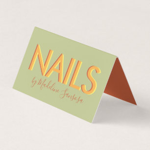 Nageltechniker Orange Dreifache Schrift Geschäft C Visitenkarten