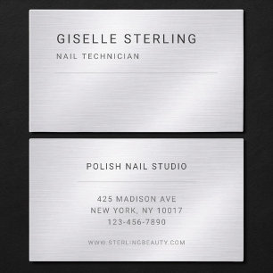 Nageltechniker Silber Metallisch Professionell Visitenkarte