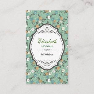 Nageltechnikerin - Elegant Vintage Floral Visitenkarte