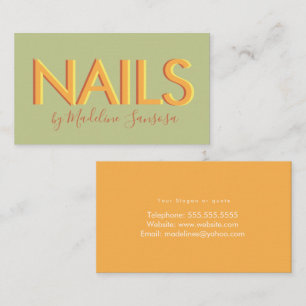 Nageltechnikerin Orange Dreifach-Letterning Visitenkarte
