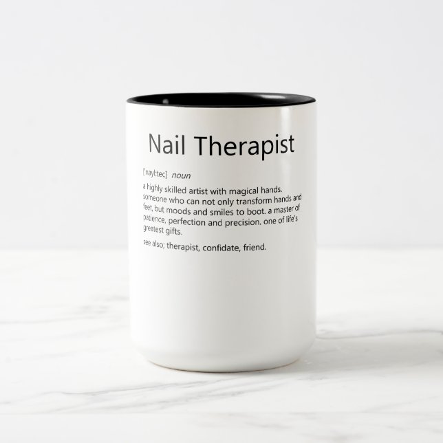 Nageltherapeut Definition Nail Tech Nail Zweifarbige Tasse (Mittel)
