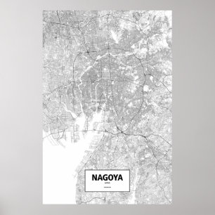Nagoya, Japan (schwarz auf weiß) Poster