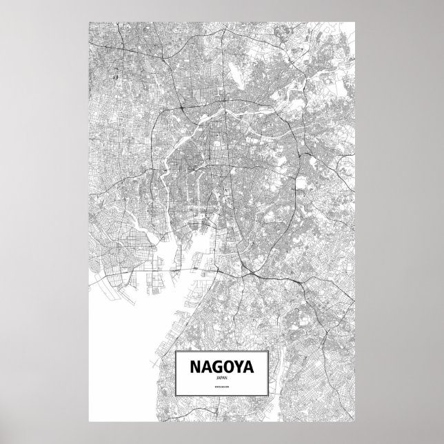 Nagoya, Japan (schwarz auf weiß) Poster (Vorne)