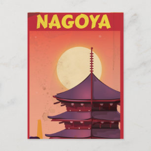 Nagoya, Japan Vintage Reiseplakat Postkarte