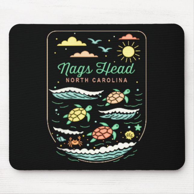 Nags Head Nc Cute Beach Vacation Sea Turtle Lover  Mousepad (Vorne)