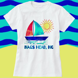 Nags Head NC Hübsch Watercolor Sailboat T-Shirt