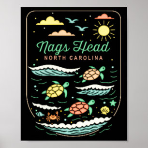 Nags Head Nc Hübscher Strandurlaub Meeresschildkrö Poster
