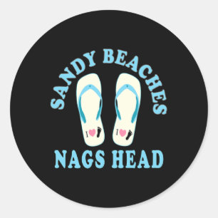 Nags Head Vacation Sandstrände I Herz Dreh Flop Runder Aufkleber