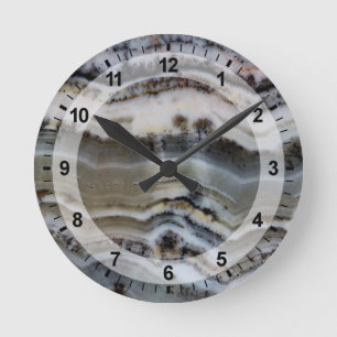 Nah aus einem Silver Lace Onyx Runde Wanduhr