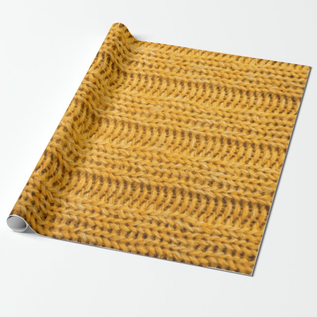 Nah aus gelbem gestricktem Hintergrund. Tr Geschenkpapier (Ungerollt)