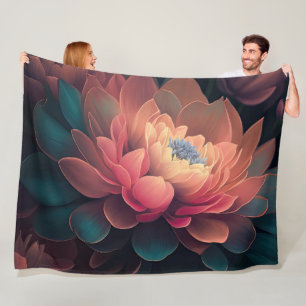 Nah gemalte Blumen in kräftigen Farben Fleecedecke