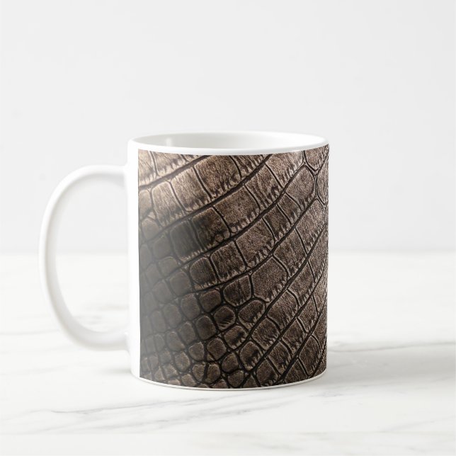 Nah-oben Elegantes Leder: Texturiertes Muster Kaffeetasse (Links)