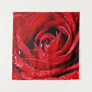 Nah-oben Schöne Rose Wassertropfen Wandteppich