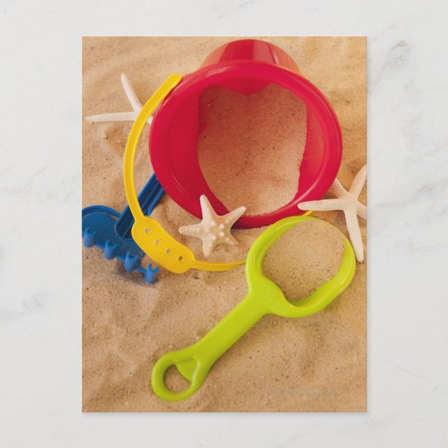 Nah oben von den Spielwaren auf Sand Postkarte (Vorderseite)