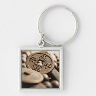 Nah oben von der chinesischen Münze Schlüsselanhänger