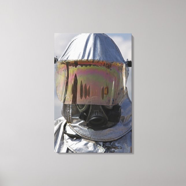 Nah-up-Ansicht eines Feuerwehrmanns Leinwanddruck (Vorderseite)