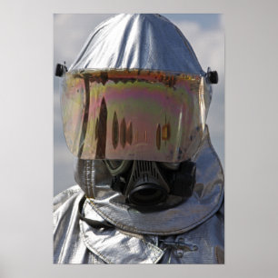 Nah-up-Ansicht eines Feuerwehrmanns Poster