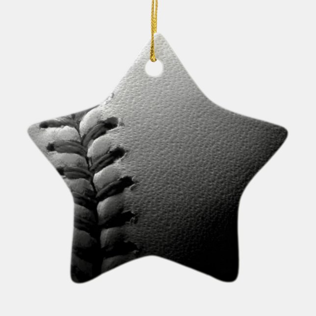 Nah-up-Baseball in Schwarz/Weiß Keramik Ornament (Vorne)