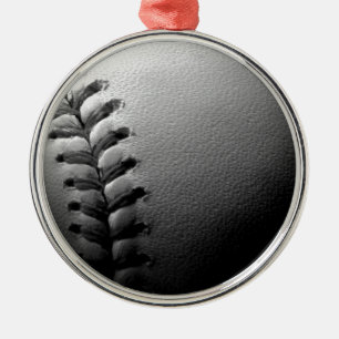 Nah-up-Baseball in Schwarz/Weiß Silbernes Ornament