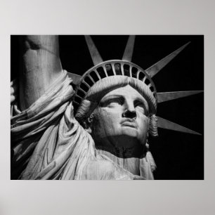 Nah-up Black & White Statue of Liberty New York Poster