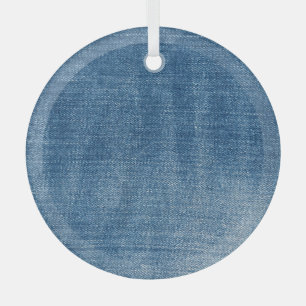 Nah-up Blue Denim Jeans Textur Ornament Aus Glas