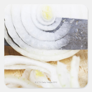 nah-up einer Zwiebel, geschnitten in Scheiben Quadratischer Aufkleber