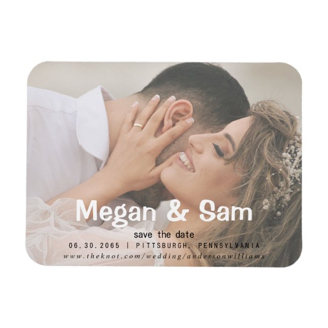 Nah-up-Foto Hochzeit speichern Sie das Datum Magnet (Horizontal)