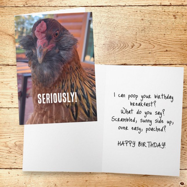 Nah-Up-Foto von Funny Chicken Head Karte (humorous chicken template greeting card cover and inside)