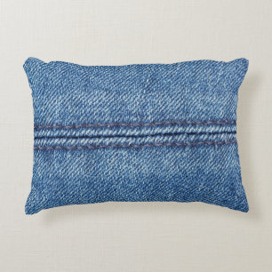 Nah-up mit blauem Denim-Hintergrund (Makro) Dekokissen
